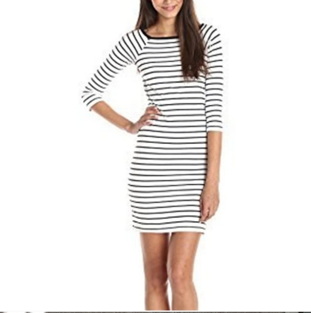 French Connection Striped Black and White  Pencil Dress